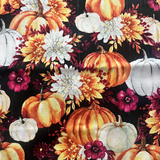 Pumpkin and Fall Flowers Scrub Cap